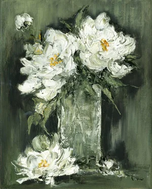 White Peonies floral art